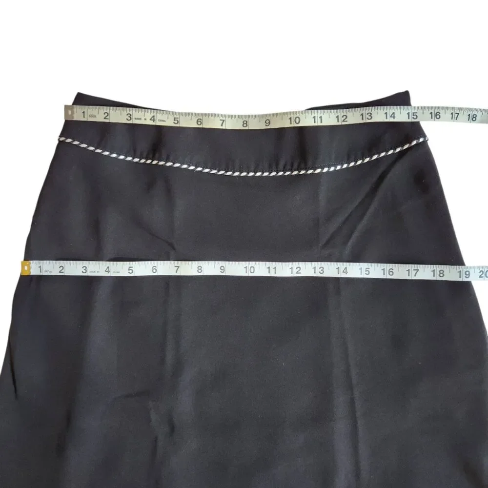 Michele Black with Purple and White Trim A-Line Skirt Sz 8 - Picture 9 of 11